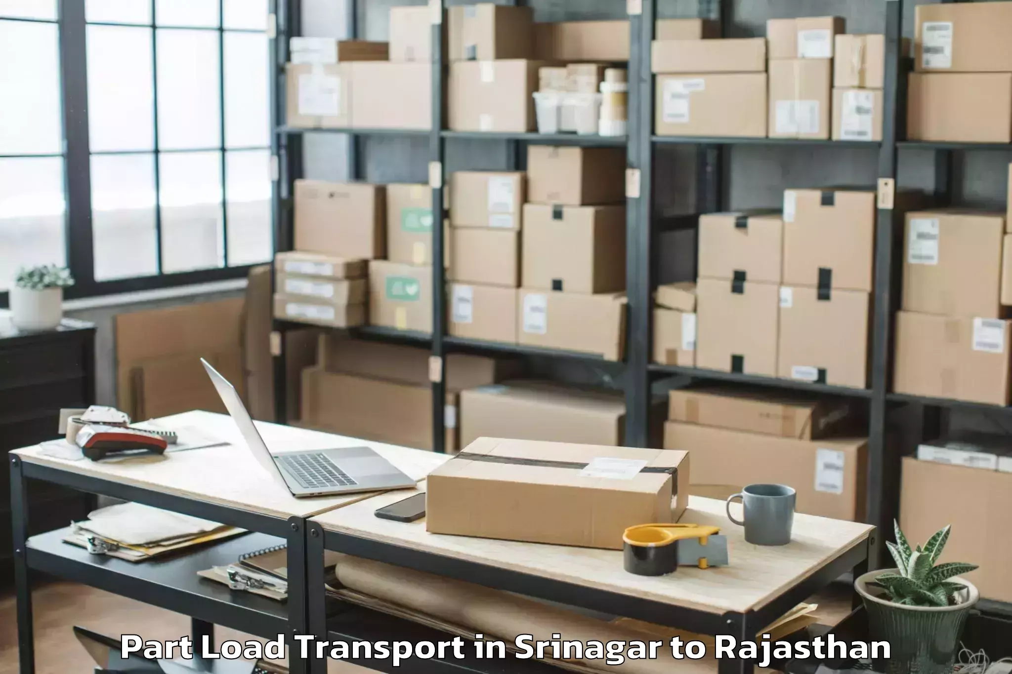 Book Srinagar to Phulera Sambhar Part Load Transport Online